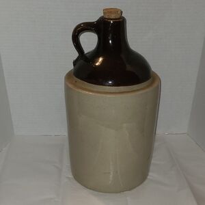 Vintage Two-Tone Stoneware Jug 13" Tall X 7" Diameter